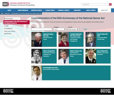 screenshot of 50th commemorative web page