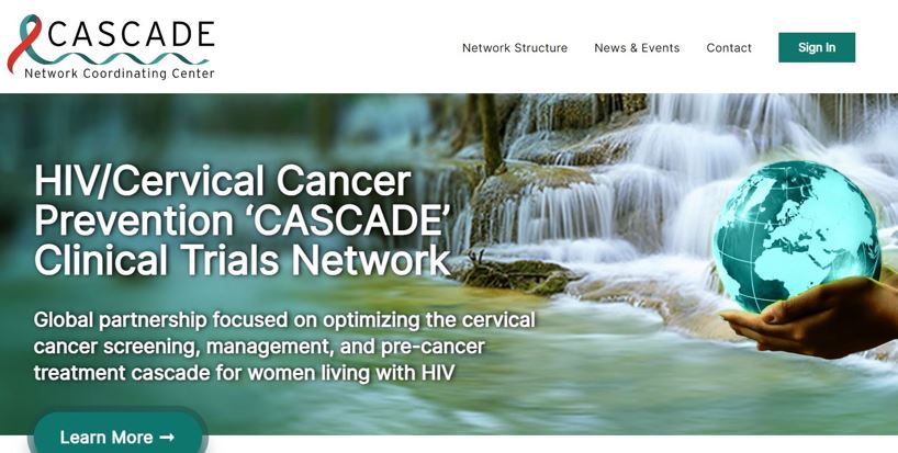 Screen capture of the CASCADE Network public website