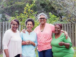 A photo of a group of African American women with obese individuals.