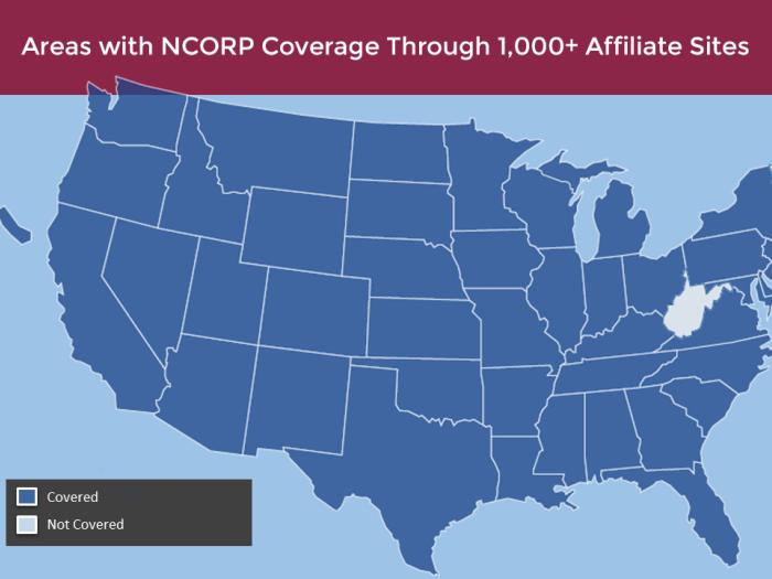 map showing the locations of the NCORP's overage across the United States.